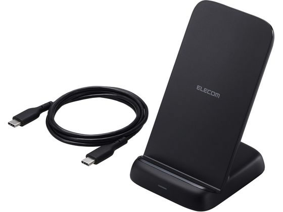 エレコム ワイヤレス充電器 スタンド Qi認証 12W ブラック W-QS11BK