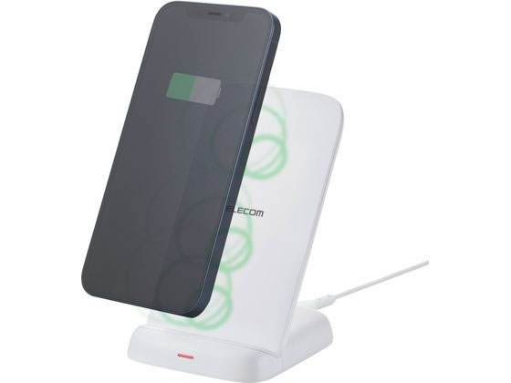 エレコム ワイヤレス充電器 スタンド Qi認証 12W ホワイト W-QS11WH