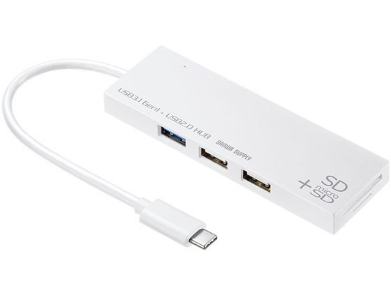 サンワサプライ USB Type Cコンボハブ ホワイト USB-3TCHC16W サンワサプライ USB Type Cコンボハブ ホワイト USB-3TCHC16W