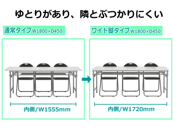 カグクロ ワイド脚 折りたたみテーブル W1800×D450×H700 チーク
