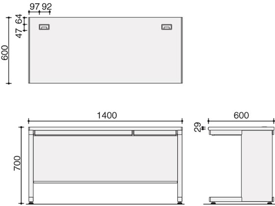 コクヨ インベントデスク 平机 W1400×D600 ブラック×ホワイト 