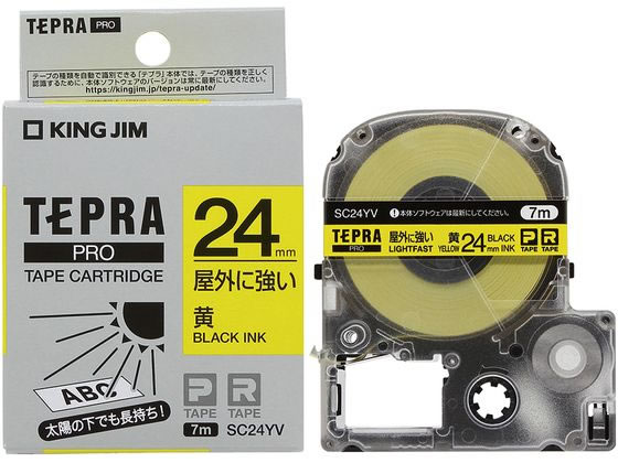 キングジム テプラPRO屋外に強いラベル24mm 黄 黒文字 SC24YV キングジム テプラPRO屋外に強いラベル24mm 黄 黒文字 SC24YV