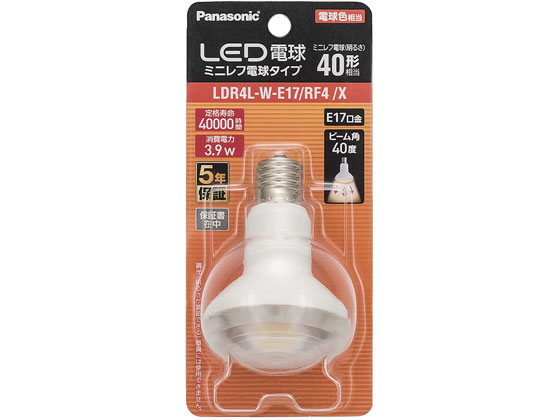 パナソニック LED電球ミニレフ形 40W相当電球色 LDR4LWE17RF4X