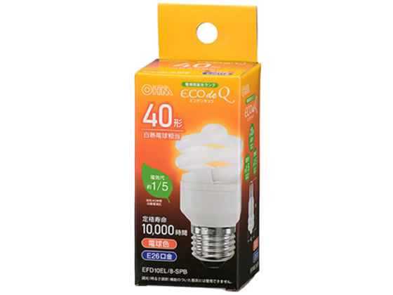 オーム電機 電球形蛍光灯 スパイラル40W電球色 EFD10EL 8-SPB