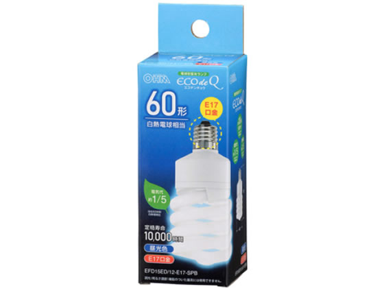 オーム電機 電球形蛍光灯60WE17昼光色 EFD15ED 12-E17SPB