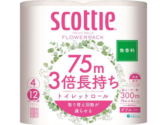 クレシア スコッティ フラワーパック 3倍長持ち ダブル 無香 4ロール