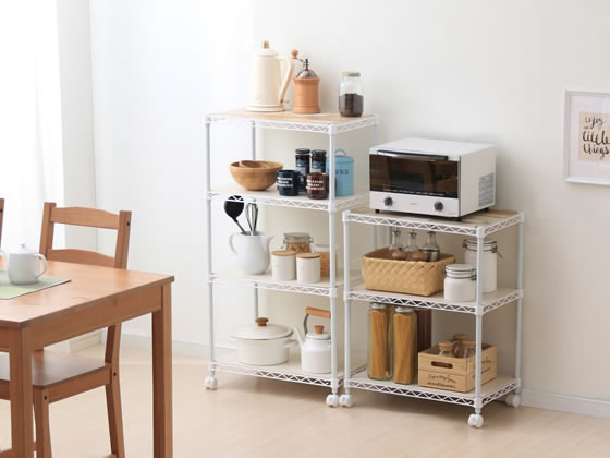 アイリスオーヤマ カラーラック 3段 ホワイト CMM-55073B アイリスオーヤマ カラーメタルラック ウッドボード付3段 ホワイト CMM