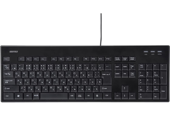 バッファロー USB有線スタンダードキーボード丸洗い対応 BSKBU12BK バッファロー USB有線スタンダードキーボード丸洗い対応 BSKBU12BK