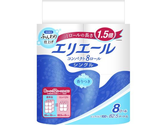 大王製紙 エリエール トイレットティシュー コンパクト 82.5m シングル 8ロール 大王製紙 エリエール トイレットティシュー コンパクト 82.5m シングル 8ロール