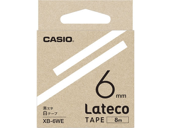 カシオ ラテコ 詰め替え用テープ 6mm 白 黒文字 XB-6WE カシオ ラテコ 詰め替え用テープ 6mm 白 黒文字 XB-6WE