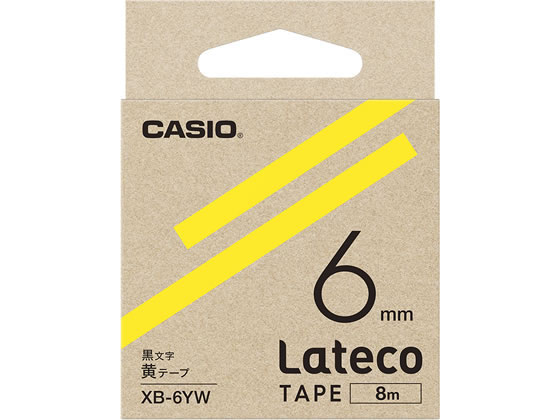 カシオ ラテコ 詰め替え用テープ 6mm 黄 黒文字 XB-6YW