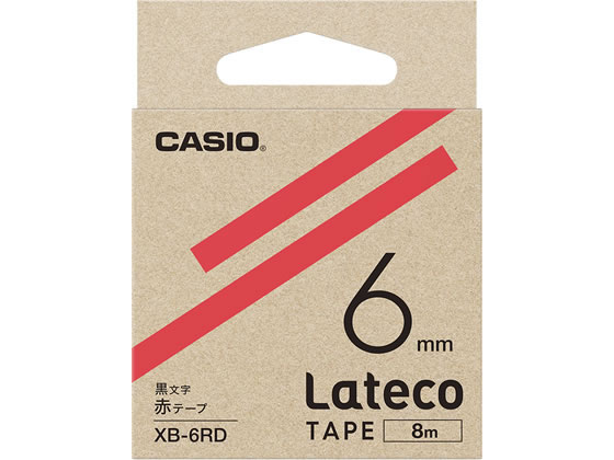 カシオ ラテコ 詰め替え用テープ 6mm 赤 黒文字 XB-6RD