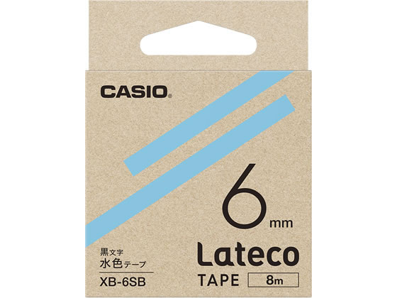 カシオ ラテコ 詰め替え用テープ 6mm 水色 黒文字 XB-6SB