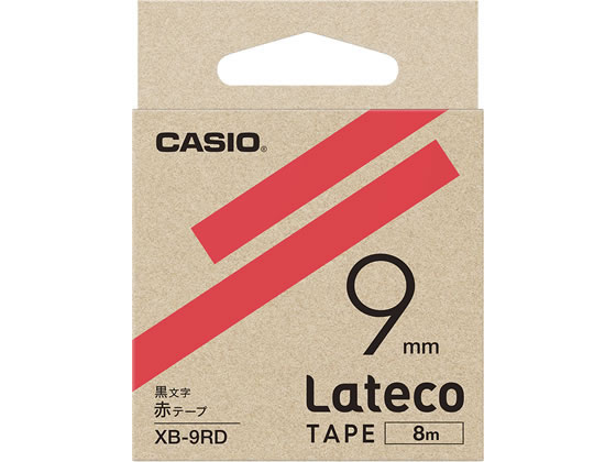 カシオ ラテコ 詰め替え用テープ 9mm 赤 黒文字 XB-9RD