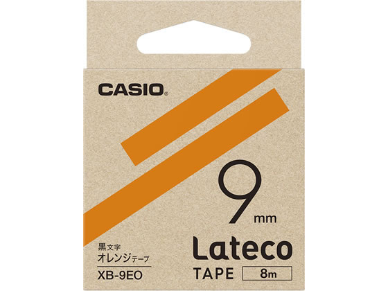 カシオ ラテコ 詰め替え用テープ 9mm オレンジ 黒文字 XB-9EO カシオ ラテコ 詰め替え用テープ 9mm オレンジ 黒文字 XB-9EO