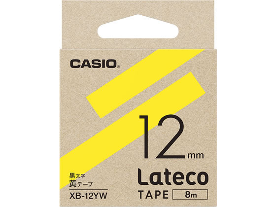 カシオ ラテコ 詰め替え用テープ 12mm 黄 黒文字 XB-12YW