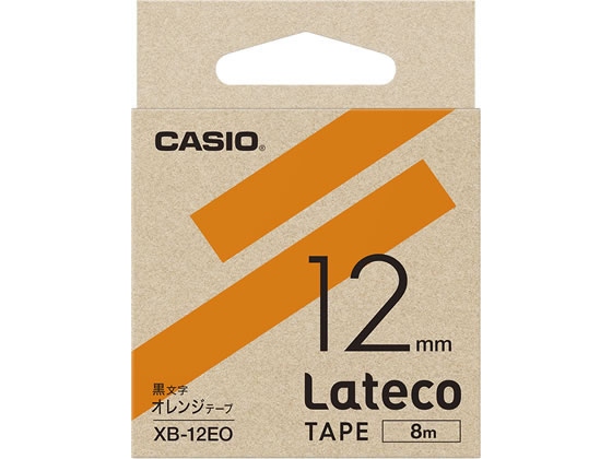 カシオ ラテコ 詰め替え用テープ 12mm オレンジ 黒文字 XB-12EO