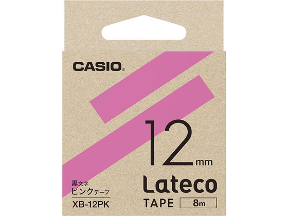 カシオ ラテコ 詰め替え用テープ 12mm ピンク 黒文字 XB-12PK カシオ ラテコ 詰め替え用テープ 12mm ピンク 黒文字 XB-12PK