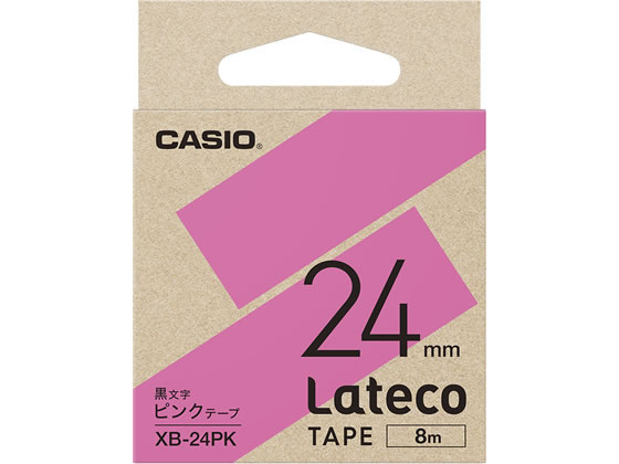 カシオ ラテコ 詰め替え用テープ 24mm ピンク 黒文字 XB-24PK カシオ ラテコ 詰め替え用テープ 24mm ピンク 黒文字 XB-24PK