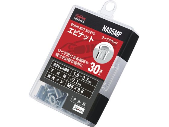 ロブテックス ブラインドナット ロブテックスナット 平頭・アルミ製 エコパック 板厚3.2 M5X0.8 30個入 NAD5MP ロブテックス ブラインドナット ロブテックスナット 平頭・アルミ製 エコパック 板厚3.2 M5X0.8 30個入 NAD5MP