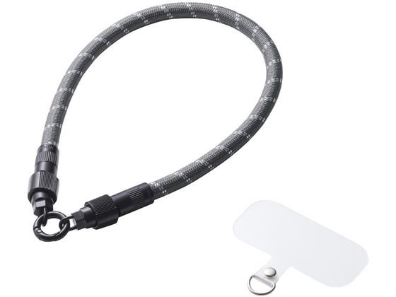 エレコム スマホストラップ 2in1 30cm ストライプ P-STHH1CC08BK2 エレコム スマホストラップ 2in1 30cm ストライプ P-STHH1CC08BK2