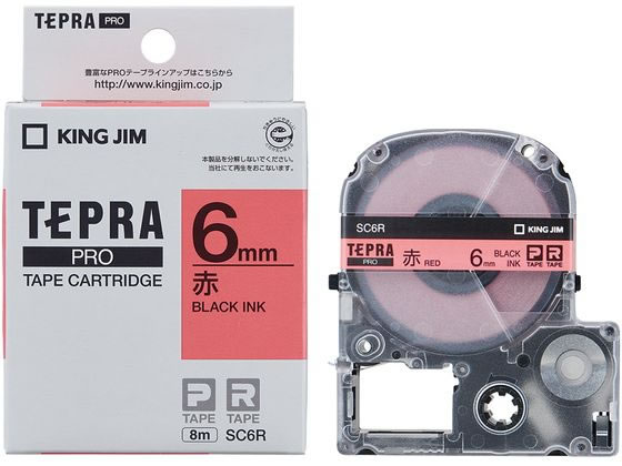 キングジム PRO用テープ パステル 6mm 赤 黒文字 SC6R キングジム PRO用テープ パステル 6mm 赤 黒文字 SC6R