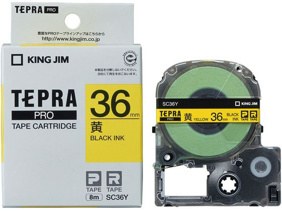 キングジム PRO用テープ パステル 36mm 黄 黒文字 SC36Yが1,640円