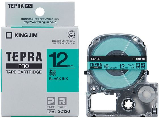 キングジム PRO用テープ パステル 12mm 緑 黒文字 SC12G キングジム PRO用テープ パステル 12mm 緑 黒文字 SC12G