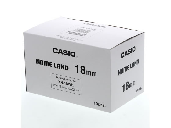 カシオ ネームランド 18mm 白 黒文字 10個パック XR-18WE