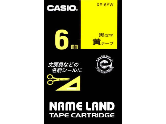 カシオ ネームランド スタンダード 6mm 黄 黒文字 XR-6YW