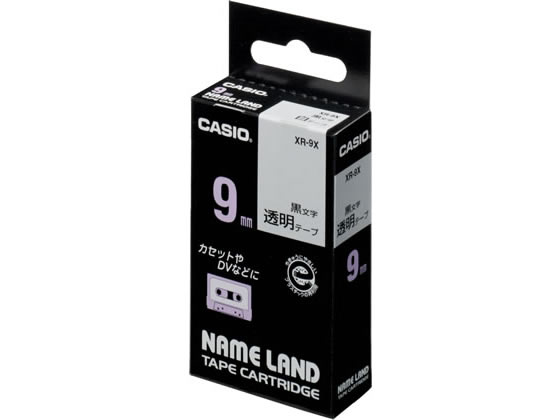 カシオ ネームランド 9mm 透明 黒文字 XR-9X