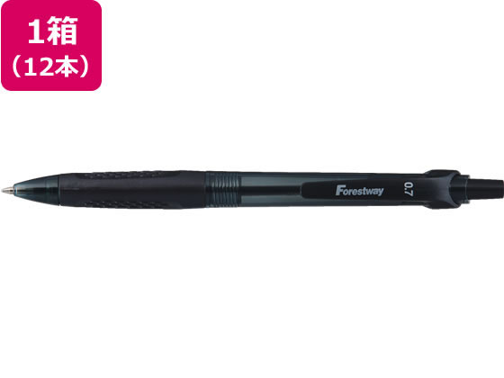 Forestway ノック式油性ボールペン 0.7mm 黒 12本