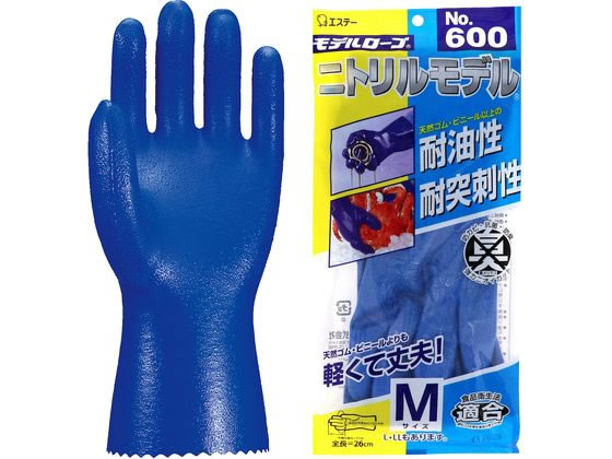 エステー モデルローブ No.600 ニトリルモデル 手袋 裏メリヤス ブルー M