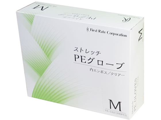 ファーストレイト ストレッチPEグローブ クリアー M 200枚 FR-542 ファーストレイト ストレッチPEグローブ クリアー M 200枚 FR-542