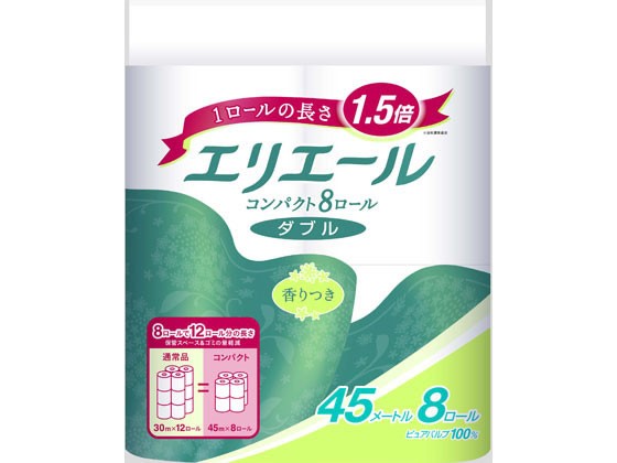 大王製紙 エリエール トイレットティシュー コンパクト 45mダブル 8ロール 大王製紙 エリエール トイレットティシュー コンパクト 45mダブル 8ロール
