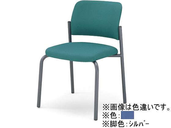 ●仕様：肘なし、４本脚タイプ（シルバー塗装脚）●外寸法：幅４９５×奥行５１０×高さ７８５ｍｍ●材質：背・座／エコPVCレザー、脚／丸パイプ・粉体塗装●カラー：ミディアムマリン●座面高さ：４３０ｍｍ●生