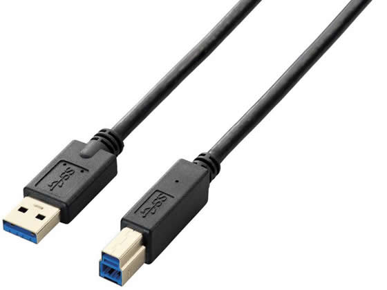 エレコム USB3.0ケーブル A-Bタイプ 1m ブラック USB3-AB10BK エレコム USB3.0ケーブル A-Bタイプ 1m ブラック USB3-AB10BK