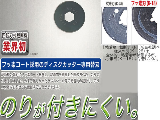 カール事務器 ディスクカッター替刃(フッ素コート丸刃) K-18が カール事務器 ディスクカッター替刃(フッ素コート丸刃) K-18が