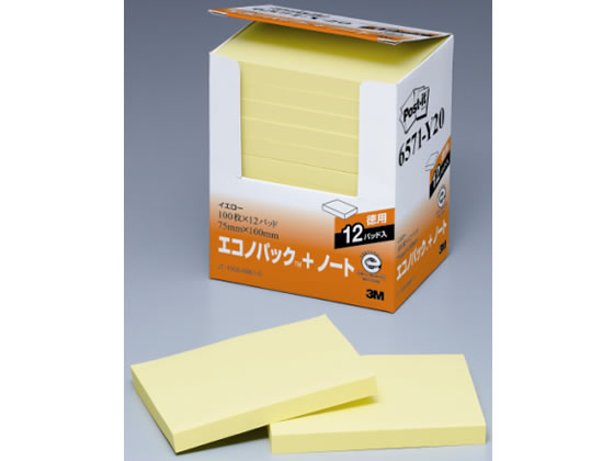 3M ポスト・イット エコノパック ノート イエロー 12冊 6571-Y20
