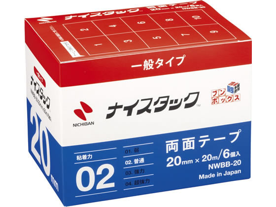 ニチバン 再生紙両面テープ ナイスタック ブンボックス 6巻 NWBB-20