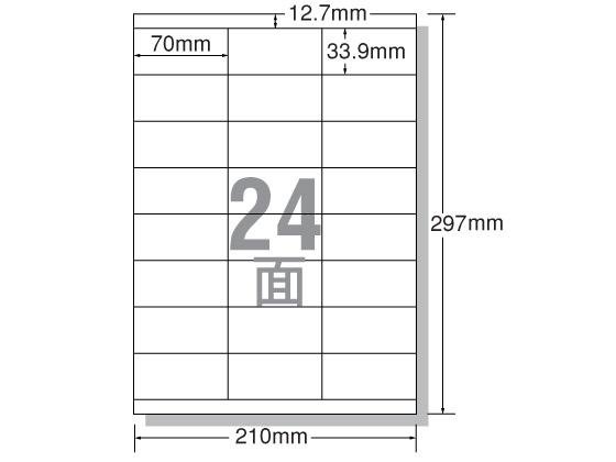 エーワン レーザー用ラベル A4 24面 上下余白 20枚 28386