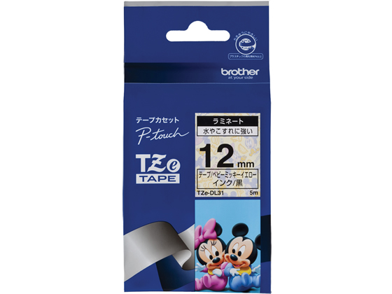 ブラザー TZテープ ベビーミッキーイエロー TZe-DL31 ブラザー TZテープ ベビーミッキーイエロー TZe-DL31