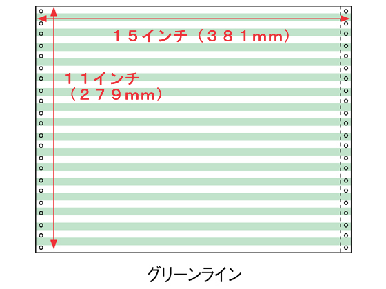 コンピュータ連続用紙 カラーフォーム用紙 15×11グリーンライン 2000枚