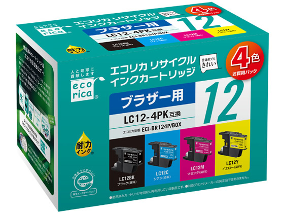 エコリカ ブラザー用リサイクルインクカートリッジLC12-4PK エコリカ ブラザー用リサイクルインクカートリッジLC12-4PK