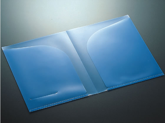 コクヨ クリヤーホルダー〈ポケット2〉PP A4(A3・二つ折り) 青 5冊