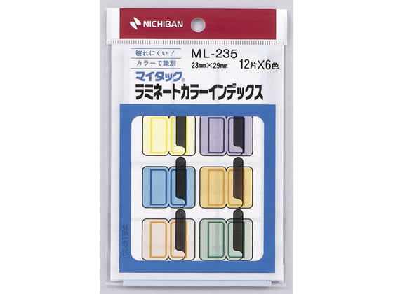 ニチバン ラミネートカラーインデックス中6色混色23*29mm72片 ML-235