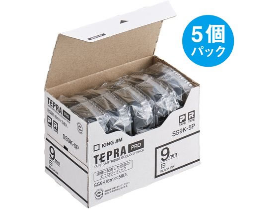 キングジム テプラPROテープエコパック 9mm 白/黒文字 5個 キングジム テプラPROテープエコパック 9mm 白/黒文字 5個