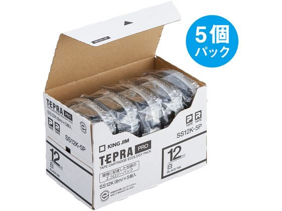 キングジム テプラPROテープエコパック 12mm 白/黒文字 5個 キングジム テプラPROテープエコパック 12mm 白/黒文字 5個