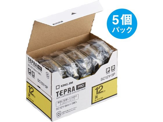 キングジム テプラPROテープエコパック 12mm 黄/黒文字 5個 キングジム テプラPROテープエコパック 12mm 黄/黒文字 5個