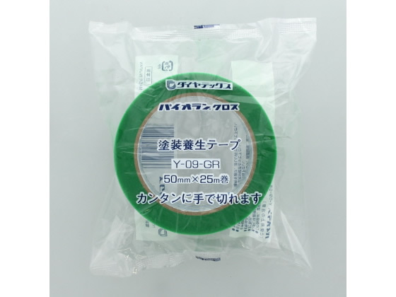ダイヤテックス パイオラン 塗装養生用50mm×25m グリーン Y-09-GR ダイヤテックス パイオラン 塗装養生用50mm×25m グリーン Y-09-GR